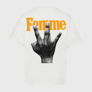 Twisted Fingers Tee White with Blue and Orange
