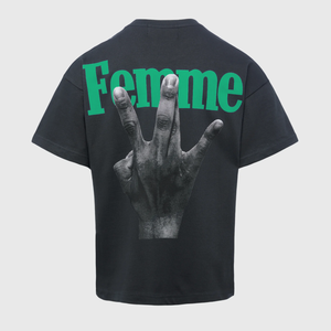 Twisted Fingers Tee Black with Red and Green