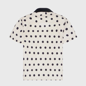 Paneled Corduroy Polka-Dot Shirt Black