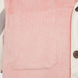 Paneled Corduroy Striped Shirt Pink