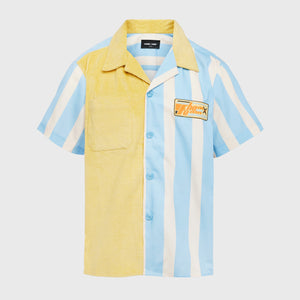 Paneled Corduroy Striped Shirt Yellow