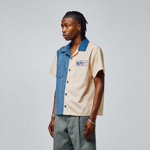 Paneled Corduroy Shirt Navy