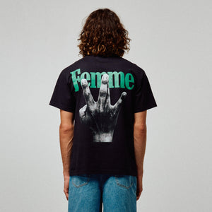 Twisted Fingers Tee Black with Red and Green