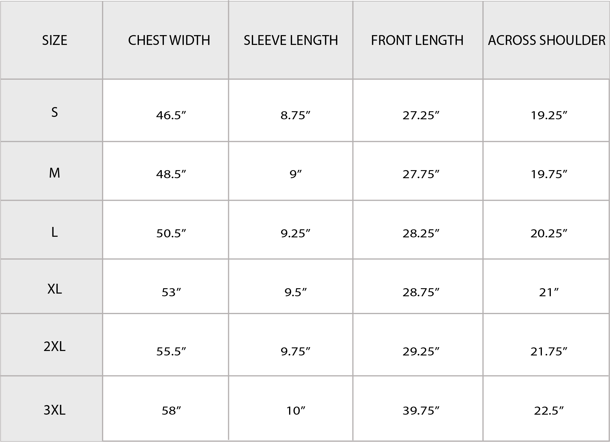 Size Chart