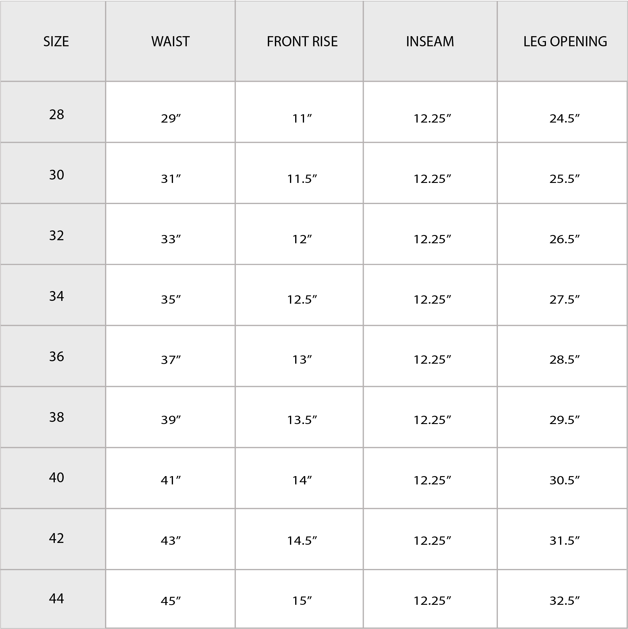Size Chart