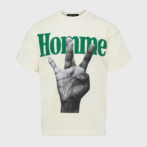 Twisted Fingers Tee Cream with Green