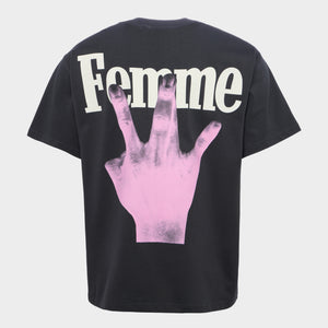 Twisted Fingers Tee Black With Pink