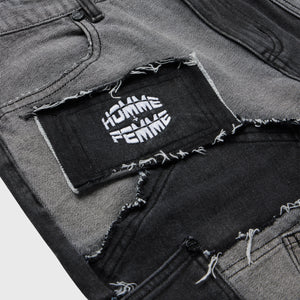 Patchwork Denim Short Black