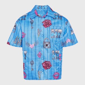 Doodle Puffer Shirt Blue