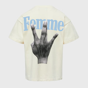Twisted Fingers Tee Cream with Orange and Light Blue
