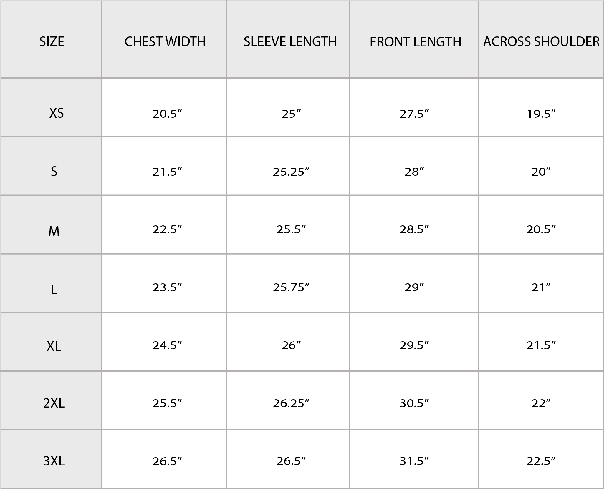 Size Chart