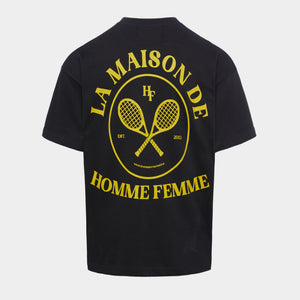 Embroidery Tennis Crest Tee Charcoal