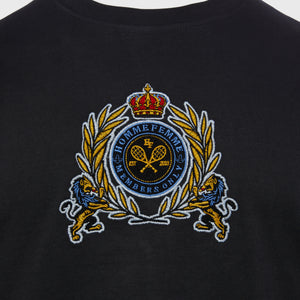 Embroidery Tennis Crest Tee Charcoal