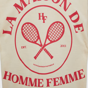 Embroidery Tennis Crest Tee Cream