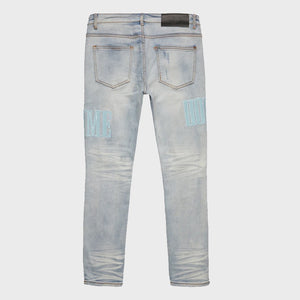 Letterman Denim Blue With Baby Blue Letters
