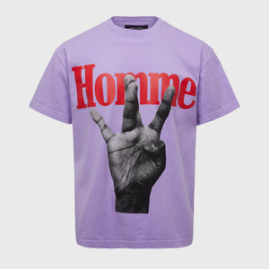 Twisted Fingers Tee Lavender with Red and Cream