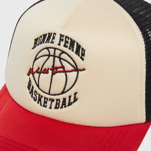 Homme Femme Basketball Trucker Hat Red, Cream, Black