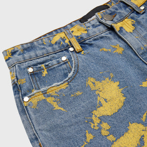 Splatter Denim Jeans Blue and Yellow
