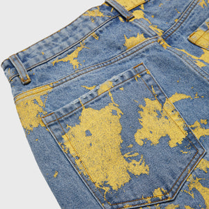 Splatter Denim Jeans Blue and Yellow