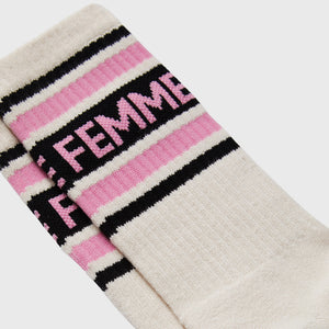 Vintage Sock Cream with Pink and Black