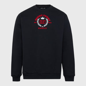 Embroidered Royal Crest Crewneck Black