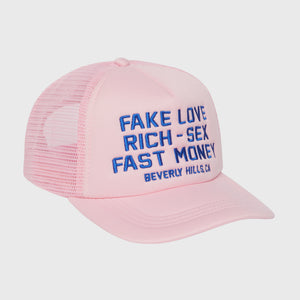 Fake Love Trucker Hat Pink