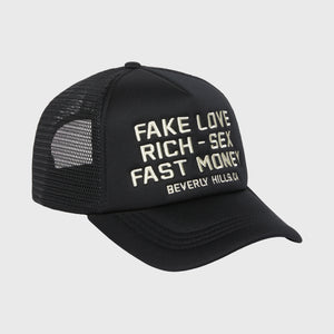 Fake Love Trucker Hat Black