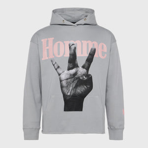 Twisted Fingers Hoodie Grey with Light Pink and Blue