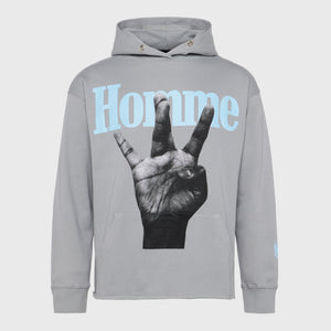 Twisted Fingers Hoodie Grey with Light Blue and Yellow