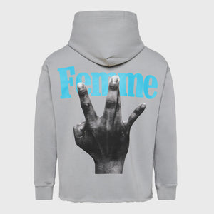Twisted Fingers Hoodie Grey with Light Pink and Blue