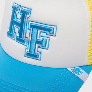 HF Letterman Trucker Hat Blue and Yellow