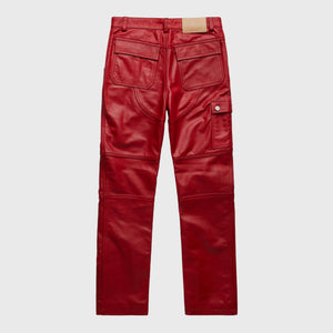 Leather Cargo Pant Red