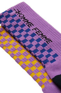 Racing Crew Checkered Socks Purple