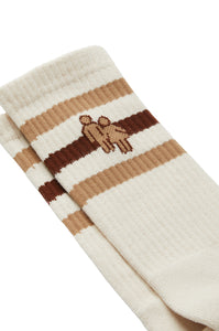 Trademark Socks Cream with Tan Man and Woman logo