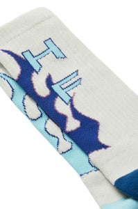 HF Flame Socks Grey with Blue