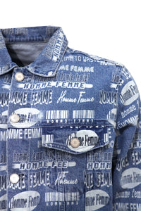 Logo Print Denim Jacket Blue