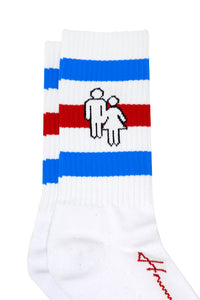 Trademark Socks White With Red and Blue Stripes