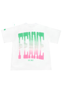 Twilight Tee White with Pink and Green