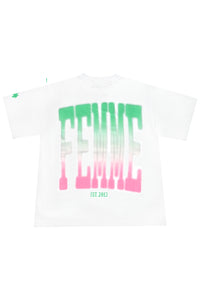 Twilight Tee White with Pink and Green