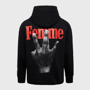 Twisted Fingers Hoodie Black with Cream and Red