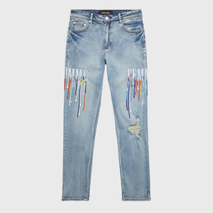 Letterman Drip Denim Blue With White Letters