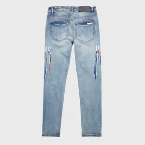 Letterman Drip Denim Blue With White Letters