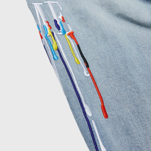 Letterman Drip Denim Blue With White Letters