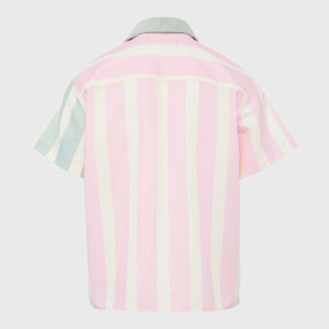 Paneled Corduroy Shirt Green and Pink