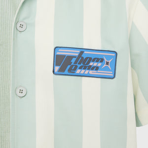 Paneled Corduroy Shirt Green and Pink